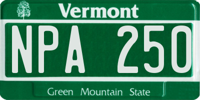 VT license plate NPA250