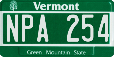VT license plate NPA254