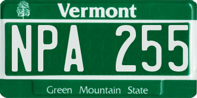 VT license plate NPA255