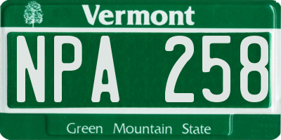 VT license plate NPA258