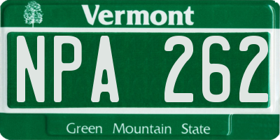 VT license plate NPA262