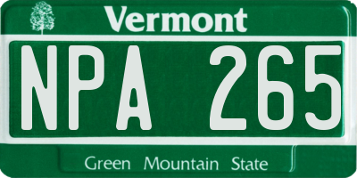 VT license plate NPA265