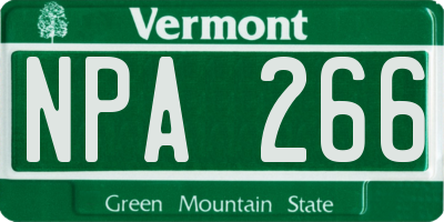 VT license plate NPA266