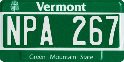 VT license plate NPA267