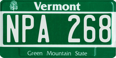 VT license plate NPA268