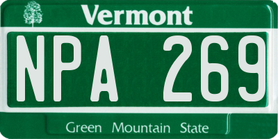 VT license plate NPA269