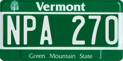 VT license plate NPA270