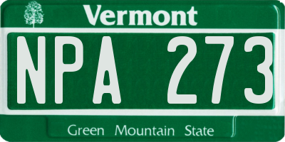 VT license plate NPA273