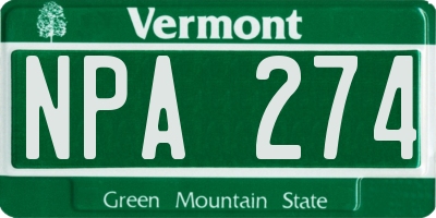 VT license plate NPA274