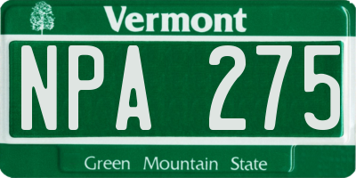 VT license plate NPA275