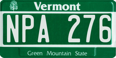 VT license plate NPA276