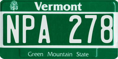 VT license plate NPA278