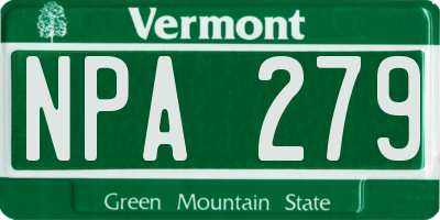 VT license plate NPA279