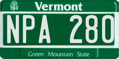 VT license plate NPA280