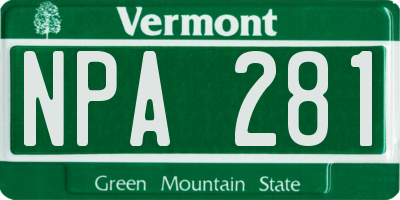 VT license plate NPA281