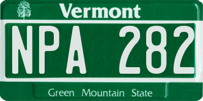 VT license plate NPA282