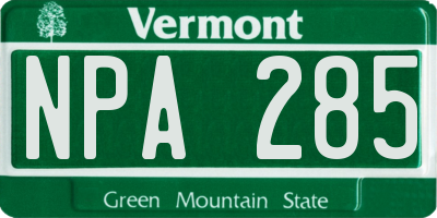 VT license plate NPA285