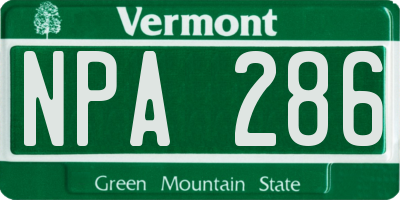 VT license plate NPA286