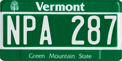 VT license plate NPA287
