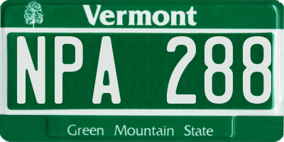 VT license plate NPA288