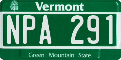 VT license plate NPA291