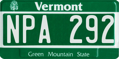 VT license plate NPA292