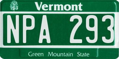 VT license plate NPA293