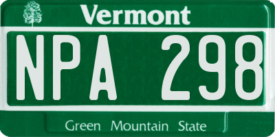 VT license plate NPA298