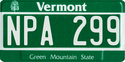 VT license plate NPA299