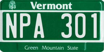 VT license plate NPA301