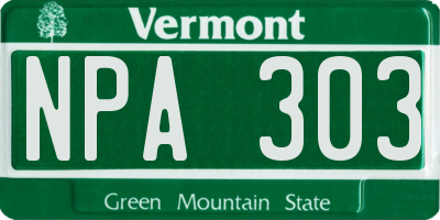 VT license plate NPA303