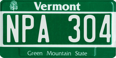 VT license plate NPA304