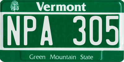 VT license plate NPA305