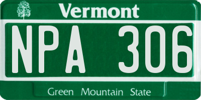 VT license plate NPA306
