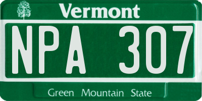 VT license plate NPA307