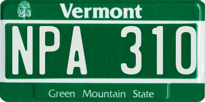 VT license plate NPA310