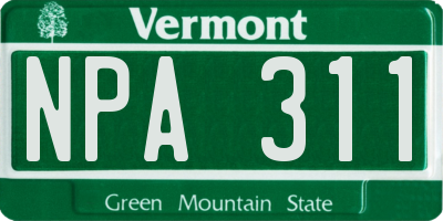 VT license plate NPA311