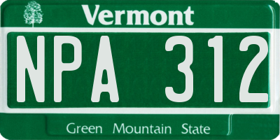 VT license plate NPA312