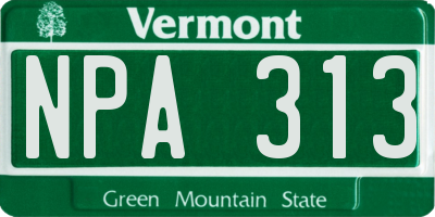 VT license plate NPA313