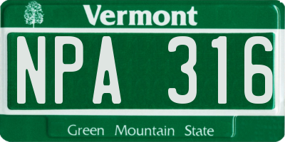 VT license plate NPA316