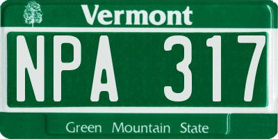 VT license plate NPA317