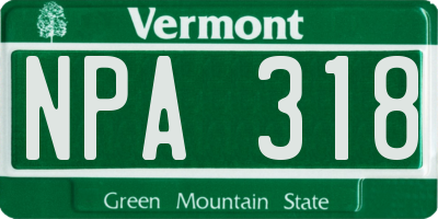 VT license plate NPA318