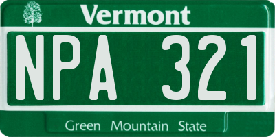 VT license plate NPA321