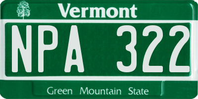 VT license plate NPA322