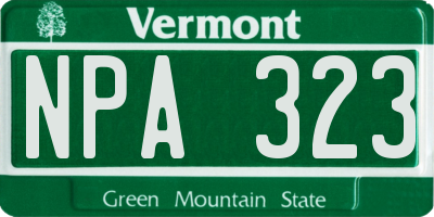 VT license plate NPA323