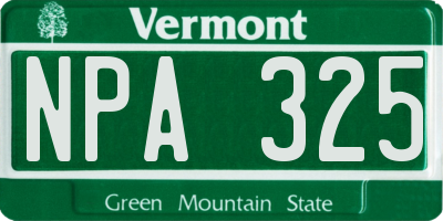 VT license plate NPA325