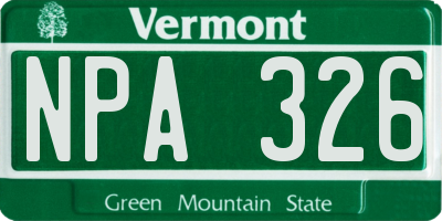 VT license plate NPA326