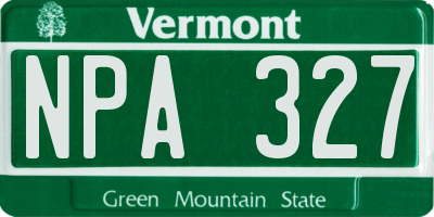 VT license plate NPA327