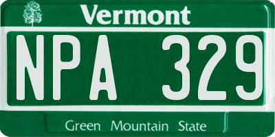 VT license plate NPA329