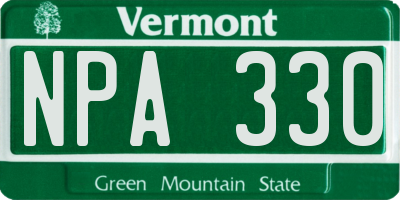 VT license plate NPA330